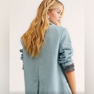NWT Free People Rowan Blazer Oversized Large Rare Sky Blue